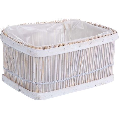 Cesto de bambú cuadrado blanco 21x15x12h cm (1/5)