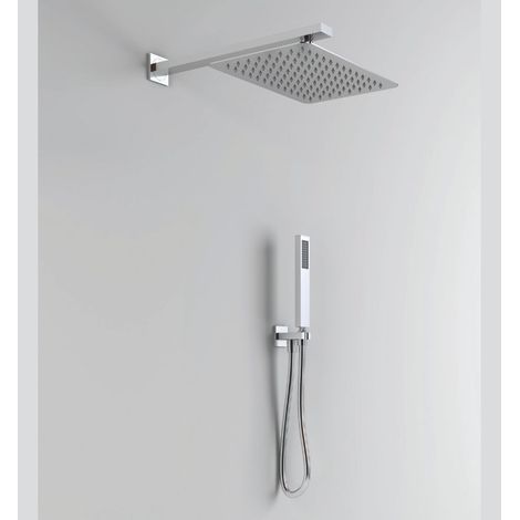Kit doccia rettangolare 30x20 cm completo soffione braccio presa acqua doccetta laccio  tipo di accessorio soffione 2 mm spessore - confezione 1