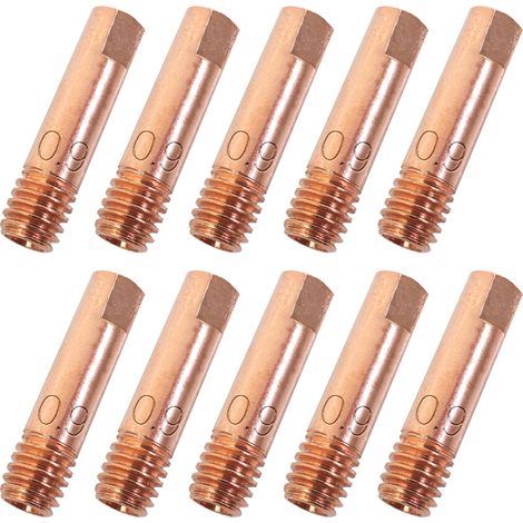 10PCS MB15AK Accessoires de Soudage 0,9MM Pièces d'usure Pointe de Contact Buses de Soudage 0.035" Torche de Soudage Embout de Contact M6x24mm Accessoires pour Poste à souder MIG MAG AK15 MB15 (1/4)