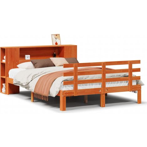 Maison Exclusive - Letto Libreria senza Materasso Marrone Cera 140x190 cm in Pino