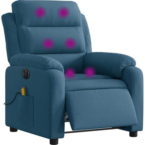 Massagesessel Elektrisch Blau Samt vidaXL (1/5)
