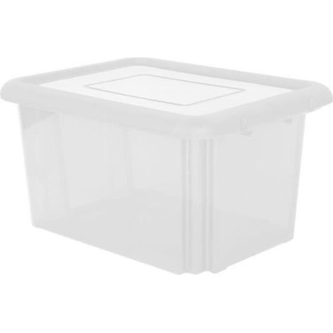 EDA – Bac de rangement 55L – Dimensions 57.5x44x31cm – Couvercle clipsé pour bonne préhension – Idéal pour espaces de rangement