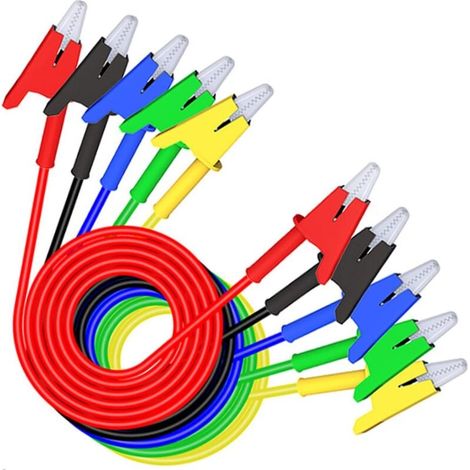 Doppelseitige Krokodilklemmen-Prüfleitung, 5 Stück, flexibler Kupferdraht für elektrische Prüfungen, 1 m (1/4)