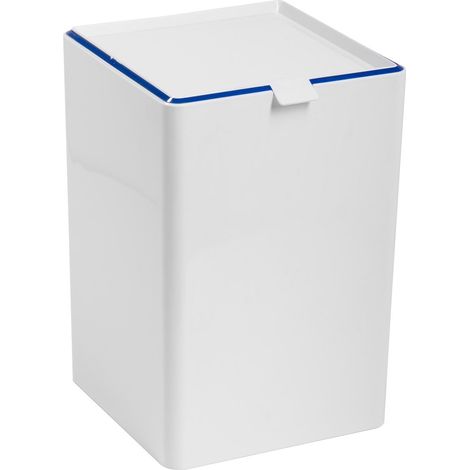 Cestino gettacarta pattumiera per bagno 8,5l in resina bianco blu mod. Keope (1/3)