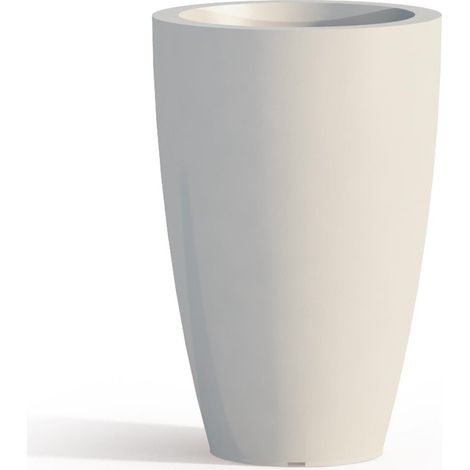 Idralite – Pot rond en résine blanc 50 cm – Cache-pot léger en polyéthylène – Résistant aux chocs et intempéries – Finition brillante (1/7)