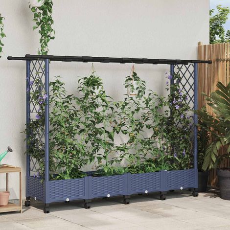 Teenpull – Hochbeet mit Rankgitter und Dach Grau 203 x 40 x 127 cm PP (1/5)