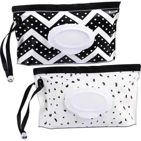2pcs Sacs de Lingettes Humides pour Bébés Boîtes à Lingettes Humides avec Couvercle Distributeur Portable de Poche pour Lingettes Boîte de Mouchoirs Réutilisable Conteneur de Lingettes Humides (1/5)