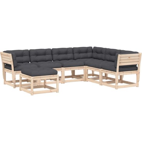 Maison Exclusive - 7-tlg. Garten-Lounge-Set mit Kissen Massivholz (1/5)