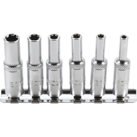 Douille Torx Femelle - Acier Chrome Vanadium - Carré 1/4 Pouces - Longueur 50 Mm - E4 E5 E6 E7 E8 E10 - Lot De 6 (1/2)