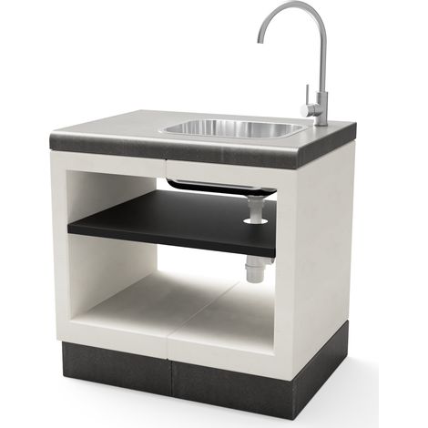 TUOZI - Módulo Stand KITAWAY con LAVABO Y GRIFO INOX para Barbacoa de Obra Prefabricada (Blanco, Gris - 84 x 63 x 63 cm) - Uso en Exteriores (1/2)