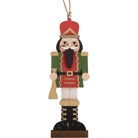 Suspension de Noël Casse-Noisette en Bois Pendentif Décoratif Jaune et Vert 6 x 1 x 18 cm - PANGIVO (1/2)