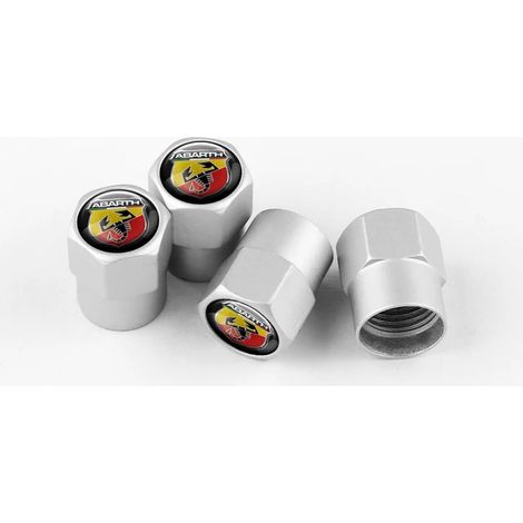 (Argent Abarth) 4 pièces Embouts de valve de pneu étanches en métal avec logo scorpion pour voiture Viaggio Abarth Punto 125 500 (1/5)