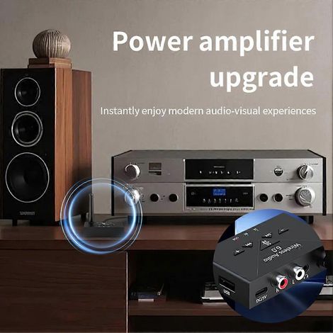Émetteur et récepteur Bluetooth 6.0, adaptateur audio sans fil à faible latence, interface AUX RCA 3,5 mm, qualité sonore Hi-Fi, compatible avec les haut-parleurs d'ordinateur.