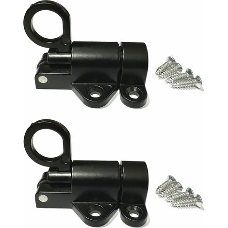 Lot de 2 verrous de porte automatiques, verrou de porte extérieur, verrou de fenêtre, verrou de porte en aluminium avec vis, noir (1/5)