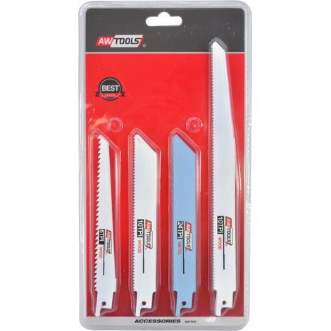 Awtools, Set de sierras para sierra recíproca 12 piezas, para cortes rápidos y precisos en madera, metal y plásticos, alta durabilidad, ideal para trabajos exigentes