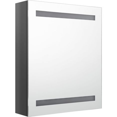 Mueble de baño con espejo LED 50 x 14 x 60 cm gris brillante 020006602 (1/5)
