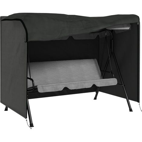 Funda para columpio de jardín de 3 plazas 205x124x164 cm poliéster Oxford 600D gris oscuro HOMVRA (1/5)