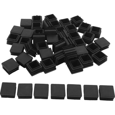 Embouts de pieds de chaise en plastique, inserts tubulaires carrés, noirs, 20 mm x 20 mm, lot de 50 (1/5)