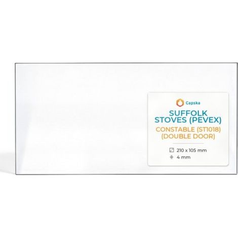 Vitre Suffolk Stoves (Pevex) CONSTABLE (ST1018) (DOUBLE DOOR) - Verre Rectangle pour poêle à bois - 210 x 105 mm (L1 x H1) - 4 mm (1/5)