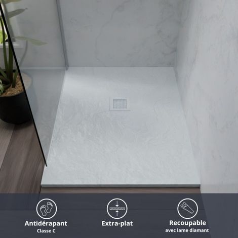 Receveur de douche 100x80 cm extra plat - DIAMANT- Blanc (1/4)