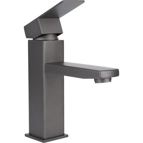 Robinet d'eau de lavabo à Surface mate en acier inoxydable, filetage G1/2 pouces, salle de bains, eau chaude et froide, forme carrée (1/5)