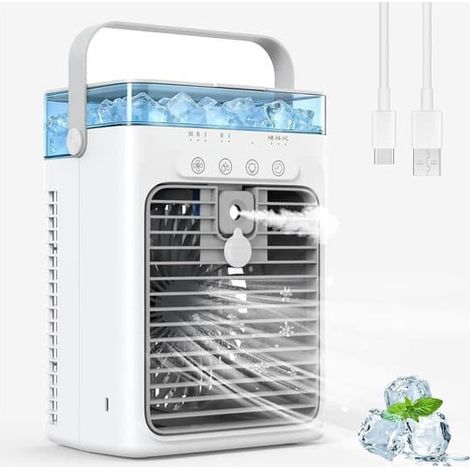 Climatiseur portable - Refroidisseur personnel - Refroidissement intérieur - Sans tuyau d'évacuation - Réservoir 1 L - Gris