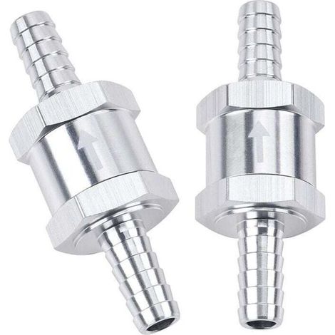 Lot de 2 clapets anti retour unidirectionnels pour conduite de carburant, 3/8 ", 10mm, anti retour, Diesel, aluminium, argent (1/4)