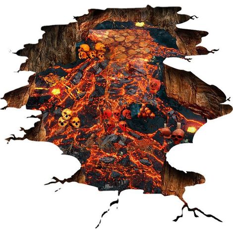 Effrayant Halloween Crâne Squelette Sol Stickers 3D Spooky Flamme et Lave Mur Sol Autocollants pour Salon, Horreur Squelette Sol Stickers Décorations pour Salon Chambre Fête (1/5)