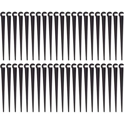 Piquets de support de tuyau d'irrigation Piquets de tuyau de support Outils de jardinage d'irrigation goutte à goutte en plastique,Convient pour tuyau d'irrigation en PVC de 47 mm , paquet de 100 (dia (1/4)