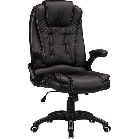 Reclining Office Chair with High Back and Luxury Faux Leather - Black (1/4)