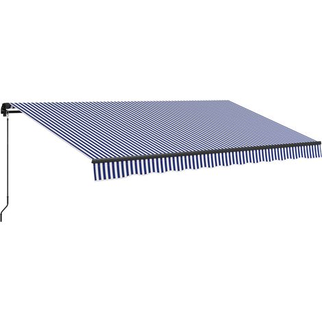 Store banne mural 396x300 cm en polyester bleu, réglable pour balcon, sans encombrement – MEUBLIV (1/5)