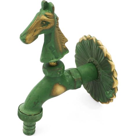 Nostalgie Auslaufventil Pferd 1/2 Zoll patiniertes Messing (1/2)