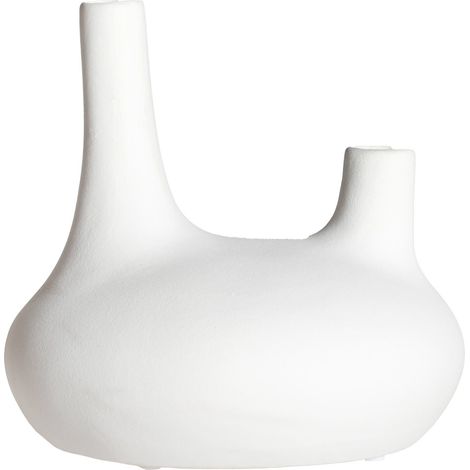 Vase Zick blanc design contemporain en céramique - Blanc élégant nuances naturelles (1/5)
