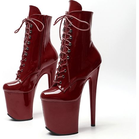 Bottes courtes talon aiguille 20cm pour femme, chaussures de pole dance sexy, tendance célébrité internet, taille grande, escarpins plateforme talon haut, mode féline, défilé, chic et glamour. (1/2)