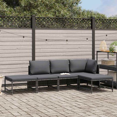 Maison Exclusive - 5-tlg. Garten-Sofagarnitur mit Auflagen Grau P