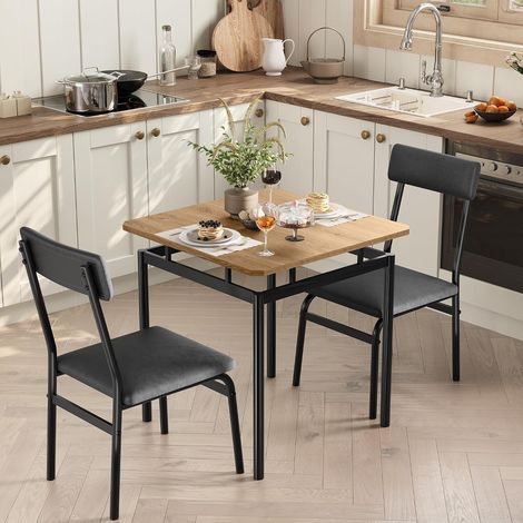 Table de cuisine 2 places avec 2 chaises rembourrées en PU (1/5)