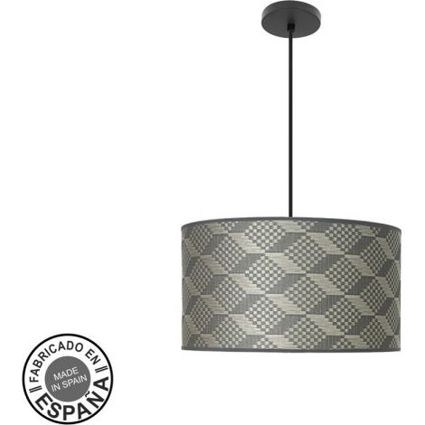 Colgante Moda 2xe27 Negro/tetris Gris Regx40x40cm C/difusor