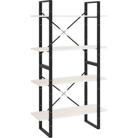 Étagère de Rangement Bibliothèque à 4 niveaux, Montage facile, Blanc 80x30x140 cm Bois de pin massif OIB9488E (1/5)