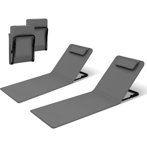WOLTU Set 2 Pzi Lettini Spiaggia Pieghevoli Schienale Regolabile Grigio Scuro
