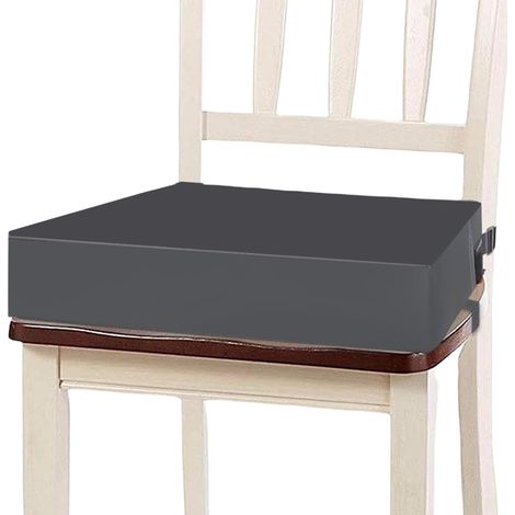 Rehausseur de siège pour enfant - Pour table à manger - Amovible - En cuir synthétique - Avec boucle de sécurité - Pour table à manger - Gris foncé