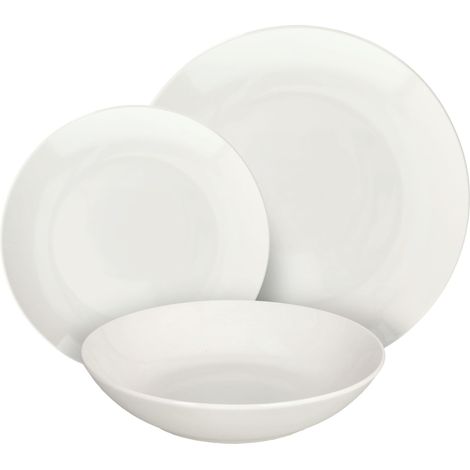 Servizio di Piatti da Tavola in Porcellana Modus Bianco 18 Pezzi