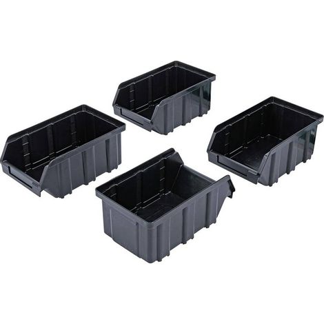 Jeu de 4 Bacs à Bec avec Rail d'Accrochage 19,8 x 9,8 x 47,1 cm - Système Mural - Organisation et Gain de Place - D-Work