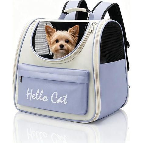 Sac transport animal en sac à dos, fenêtre transparente, maille respirante, rangement pratique petits chiens chats (1/5)