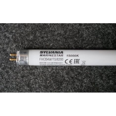Sylvania – Tube fluo T5 54W pour aquarium d'eau de mer – Lumière 15000K – Longueur 1150mm – Culot G5 – Dimmable – Sortie lumineuse 2850lm