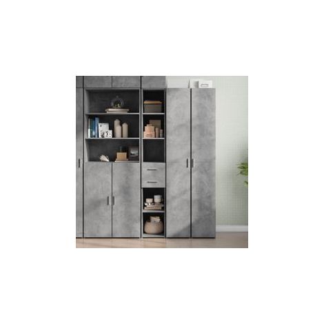 Buffet haut gris béton 30x42,5x185 bois d'ingénierie (1/5)