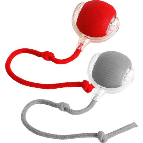 Balle interactive roulante adaptée aux chats et aux chiens, rotation électrique intelligente automatique à 360°, rouge et grise. (1/5)