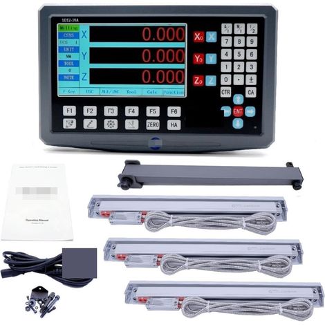 Échelle linéaire numérique SDS2-3VA 3 Axe LCD Kit de Lecture numérique et 3 pièces Ka-300 Encodeurs d'échelle linéaire en Verre for Moulin à tourilles pour la Machine de Tour de fraisage de Moulin (C (1/5)