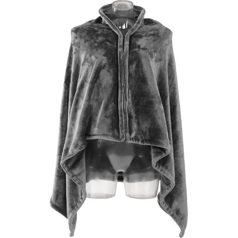 Couverture Chauffante Sherpa, Poncho Chauffant Portable en Peluche avec 3 Réglages de Chaleur pour Voiture Bureau Voyage Domicile Gris (1/5)