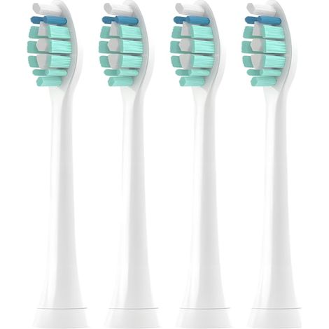 Lot de 4 recharges pour brosse à dents électrique compatibles avec Philips Sonicare C2 Plaque Defence HX9024, blanches (1/5)