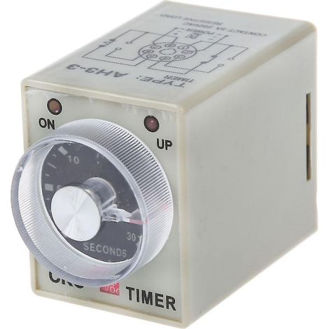 Relais temporisé électrique DPDT 8 broches, 12 V CC, temporisation 0-30 secondes (30 s), base W (1/4)